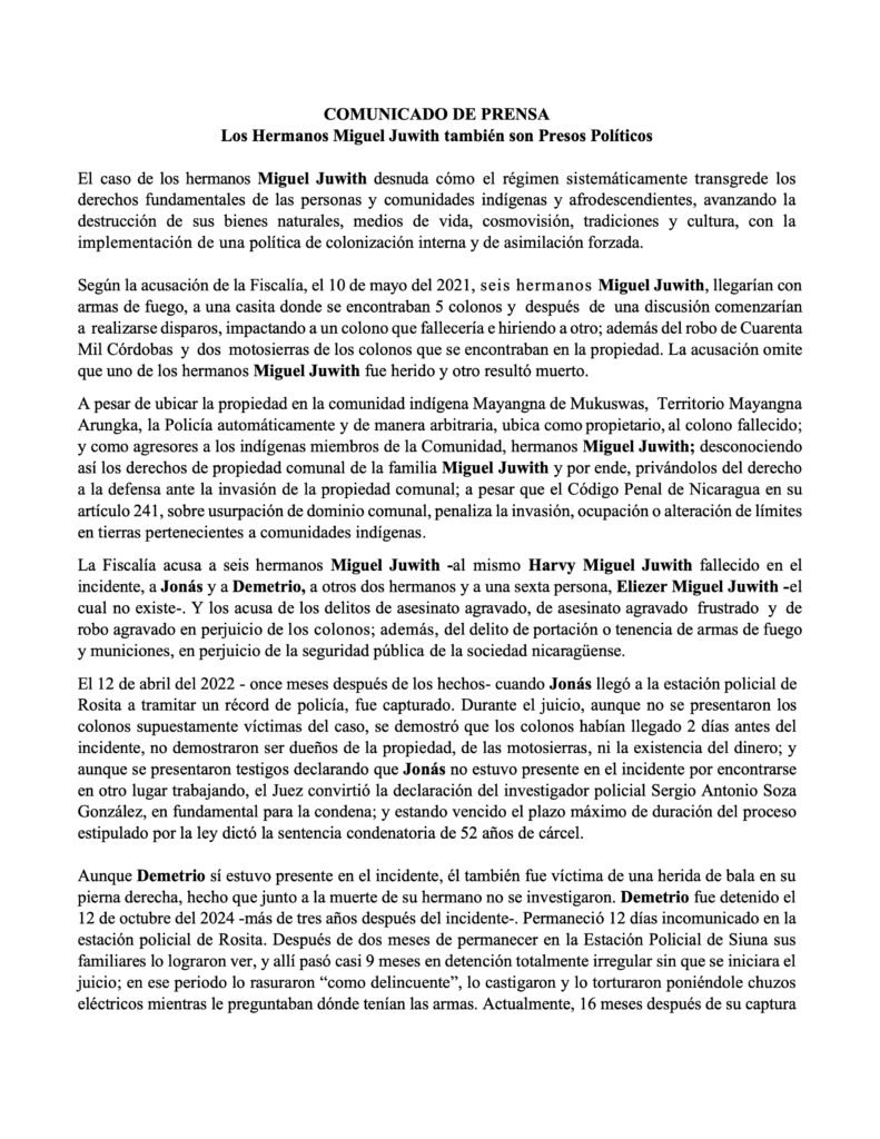COMUNICADO PRENSA 240226 LOS HERMANOS INDIGENAS MIGUEL JUWITH (1)